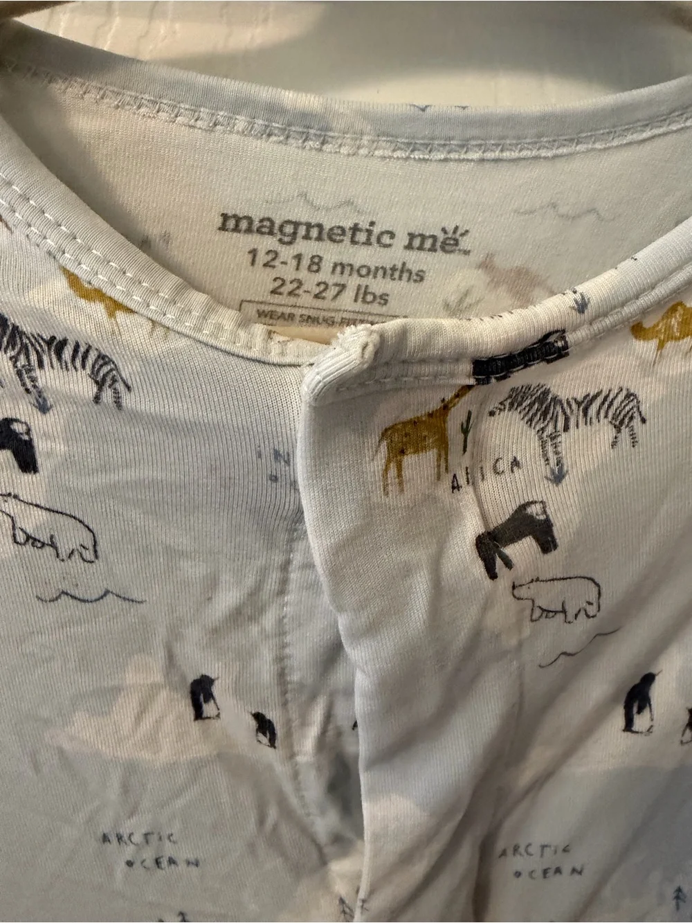 Magnetic Me White and Light Blue Animal Print One-Piece